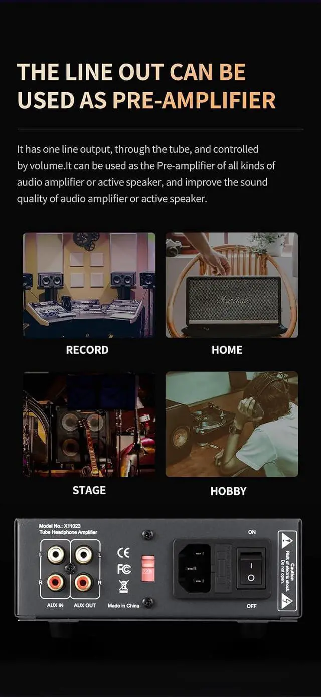 Alt view image 6 of 7 - TA-66 Tube Headphone Amplifier, 60~600 Headphone amp, 6N2 Tube for Preamp, 6N5P Tube for Buffer