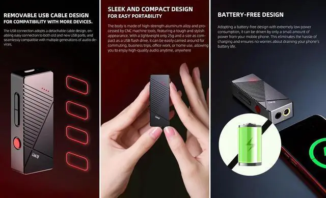 Alt view image 7 of 7 - LINK10 Portable Mini USB DAC Headphone Amplifier 3.5 and 4.4mm - Dual CS43131 HiFi DAC Chip 32Bit 384khz DSD256 1.0/2.0 Two USB Mode