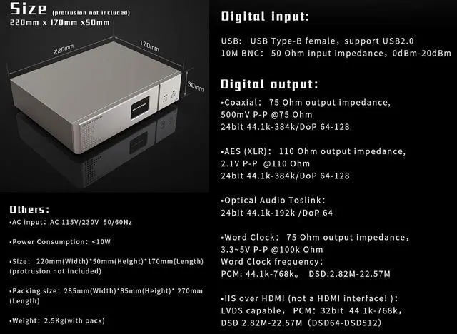 Alt view image 4 of 7 - Gustard U18 DDC Digital Interface USB Interface DSD512 PCM768Khz XU216 K2 Fully Isolation AS338 Hi-End Crystol IIS USB Audio Interface (Black)