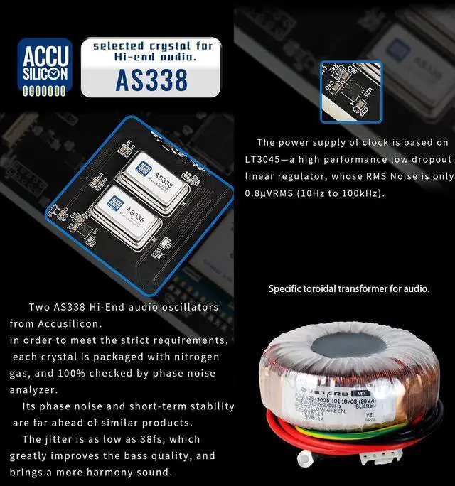 Alt view image 7 of 7 - Gustard U18 DDC Digital Interface USB Interface DSD512 PCM768Khz XU216 K2 Fully Isolation AS338 Hi-End Crystol IIS USB Audio Interface (Black)