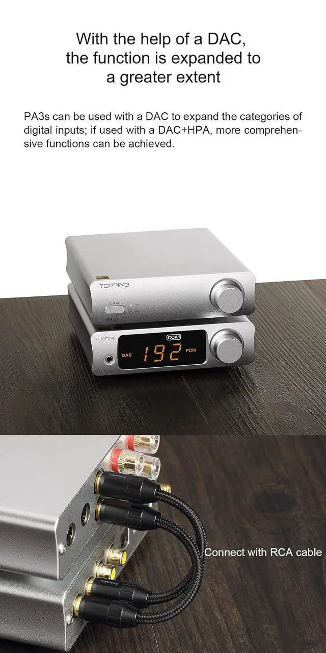 Alt view image 7 of 7 - PA3S Power Amplifier MA120702 x 2 Class D Fully Balanced Single Ended AMP 80W x 2 RCA TRS Stereo Home Audio Amplifier (Black)