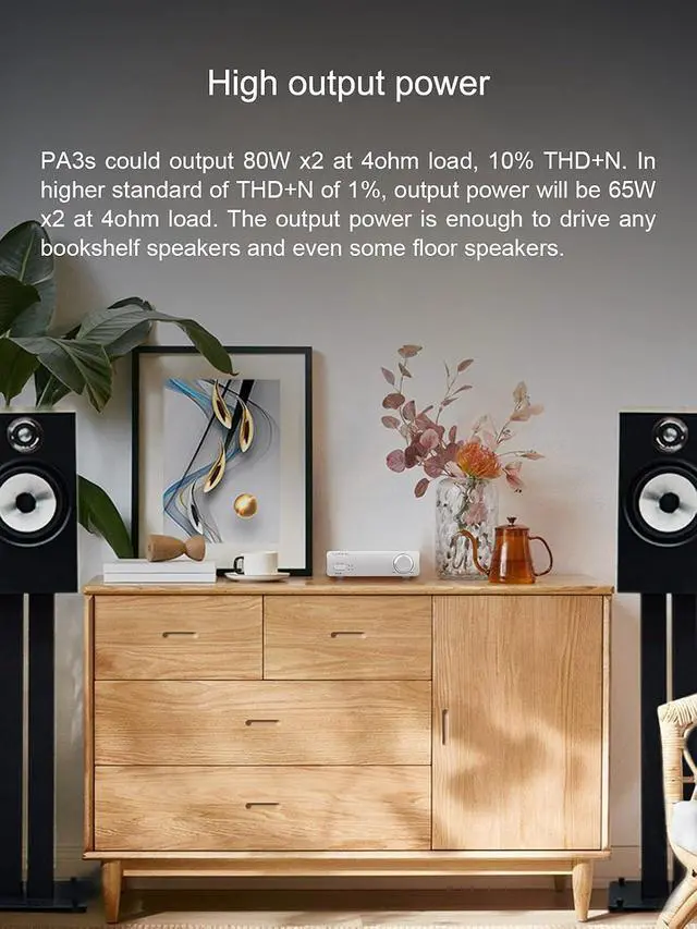 Alt view image 4 of 7 - PA3S Power Amplifier MA120702 x 2 Class D Fully Balanced Single Ended AMP 80W x 2 RCA TRS Stereo Home Audio Amplifier (Black)