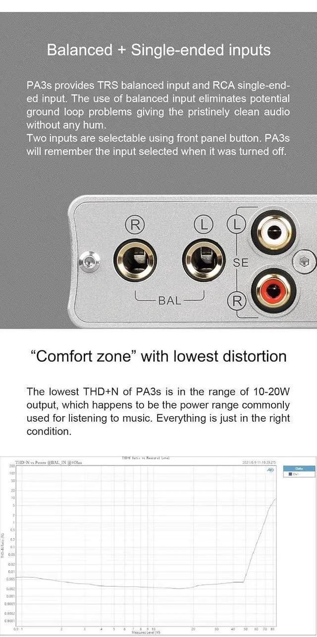Alt view image 5 of 7 - PA3S Power Amplifier MA120702 x 2 Class D Fully Balanced Single Ended AMP 80W x 2 RCA TRS Stereo Home Audio Amplifier (Black)