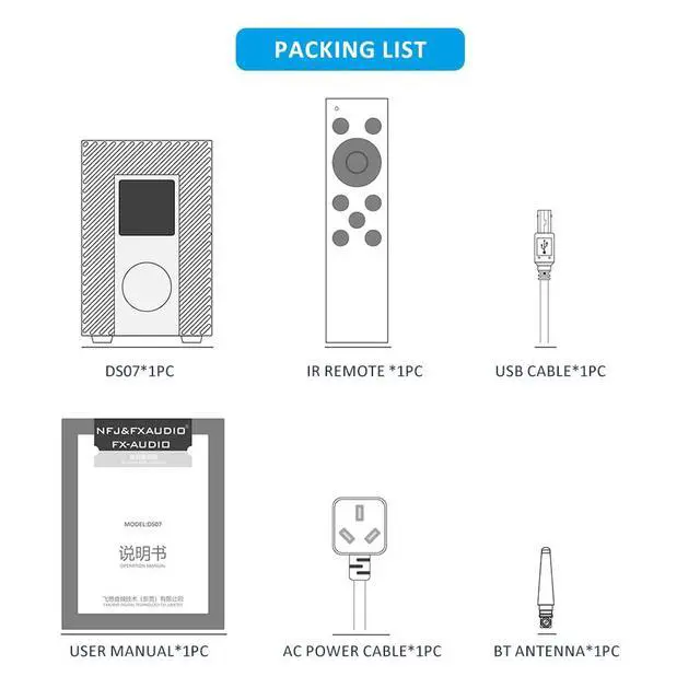Alt view image 7 of 7 - FX-Audio- DS07 DAC - ES9068AS XU216 Bluetooth 5.1 HiFi Full Balanced Decoder 32Bit/768kHz DSD512 Native MQA, with Remote Control