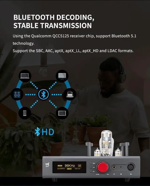 Alt view image 6 of 7 - TA-32 DAC Tube Balanced Headphone Amplifier Tube Preamp - Power UP to 3000mW, 16-600, BT/USB/AES/Opt/Coax in