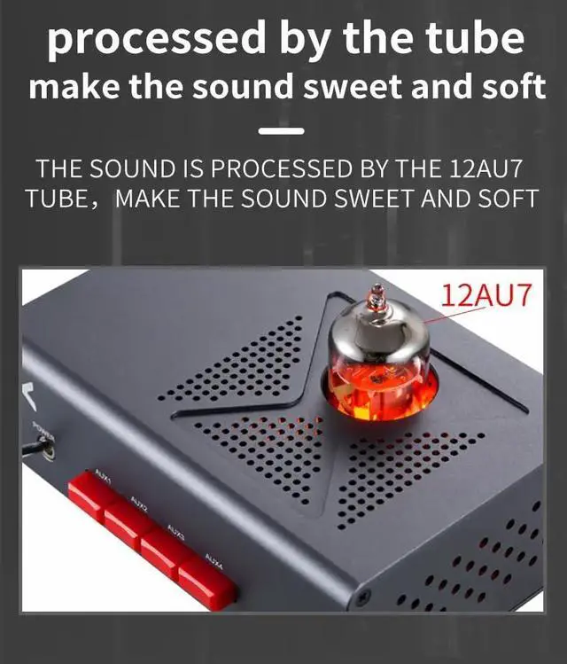Alt view image 3 of 7 - MT-603 Tube Preamp - 12AU7 Tube Pre-Amplifier with 4 Audio Inputs one Audio Output