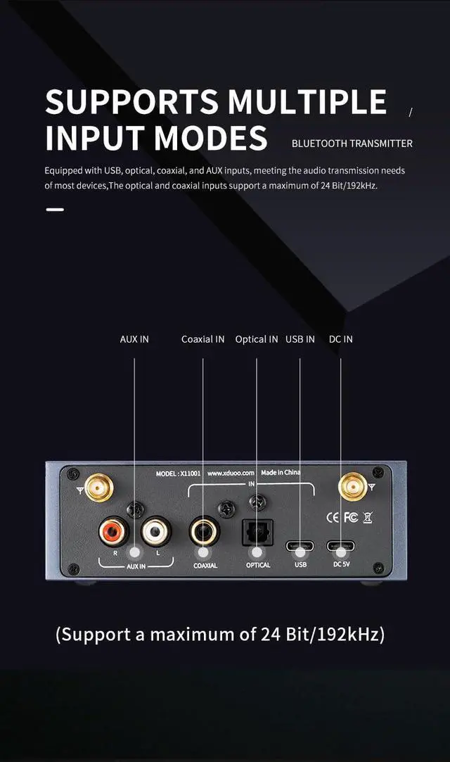 Alt view image 7 of 7 - MX-01 Bluetooth 5.3 HiFi Audio Transmitter Receiver Converted into BT Signals and transmitted to Bluetooth Headphone/amplifiers/Speaker, Support USB/OTP/Coax/AUX Input