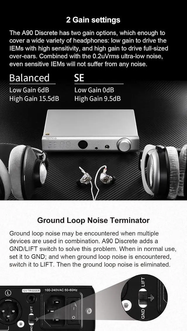 Alt view image 5 of 7 - A90 Discrete NFCA Headphone Amplifier Preamplifier 6.35mm/4.4mm Balanced/4-Pin-XLR Headphone Output R2R Relay Volume Control (Silver)