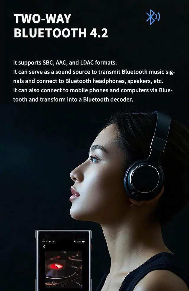 Alt view image 6 of 7 - X5 MP3 Player HiFi Portable Music Player with Bluetooth 4.2, Lossless DSD256 Player, Digital Audio Player Supports up to 1024GB