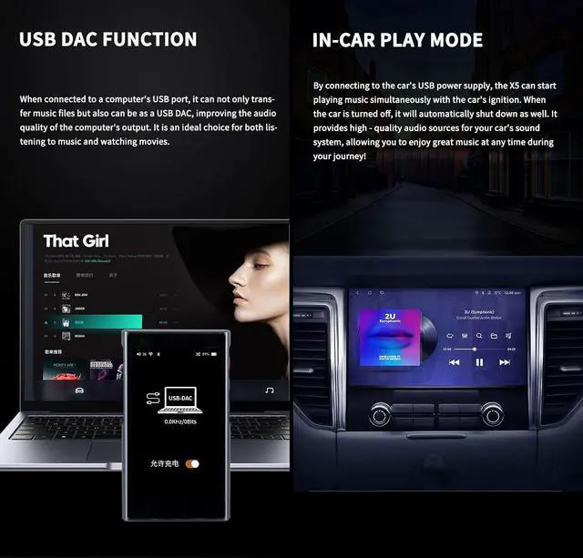 Alt view image 7 of 7 - X5 MP3 Player HiFi Portable Music Player with Bluetooth 4.2, Lossless DSD256 Player, Digital Audio Player Supports up to 1024GB