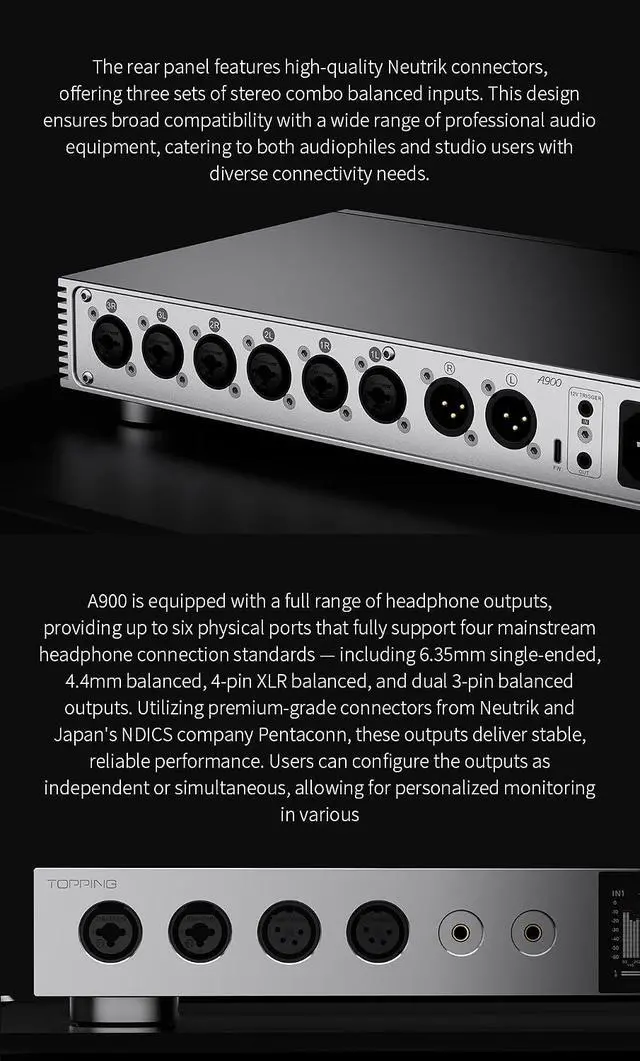 Alt view image 4 of 7 - A900 Ultra-Flagship Headphone Amplifier - 151dB DNR/SNR 22000mW×2@16 Max Output Power Independent Preamplifier