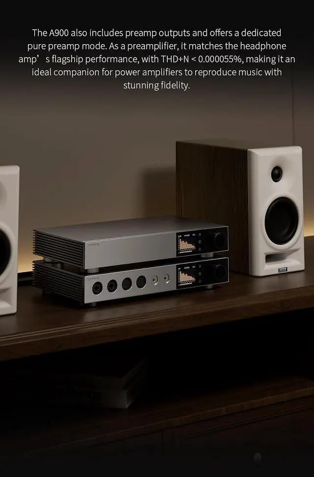 Alt view image 5 of 7 - A900 Ultra-Flagship Headphone Amplifier - 151dB DNR/SNR 22000mW×2@16 Max Output Power Independent Preamplifier
