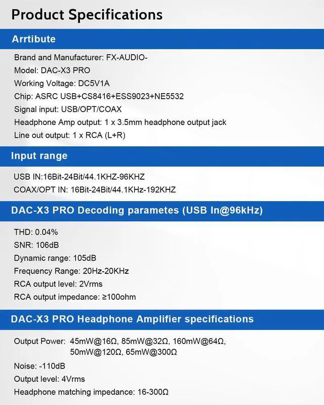 Alt view image 7 of 7 - FX-Audio DAC-X3PRO USB DAC ESS9023 Headphone Amplifier CS8416 Support ASRC Transmission HiFi Portable Decoder Headphone Amp