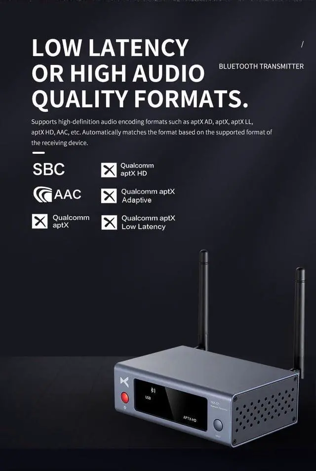 Alt view image 6 of 7 - MX-01 Bluetooth 5.3 HiFi Audio Transmitter Receiver Converted into BT Signals and transmitted to Bluetooth Headphone/amplifiers/Speaker, Support USB/OTP/Coax/AUX Input