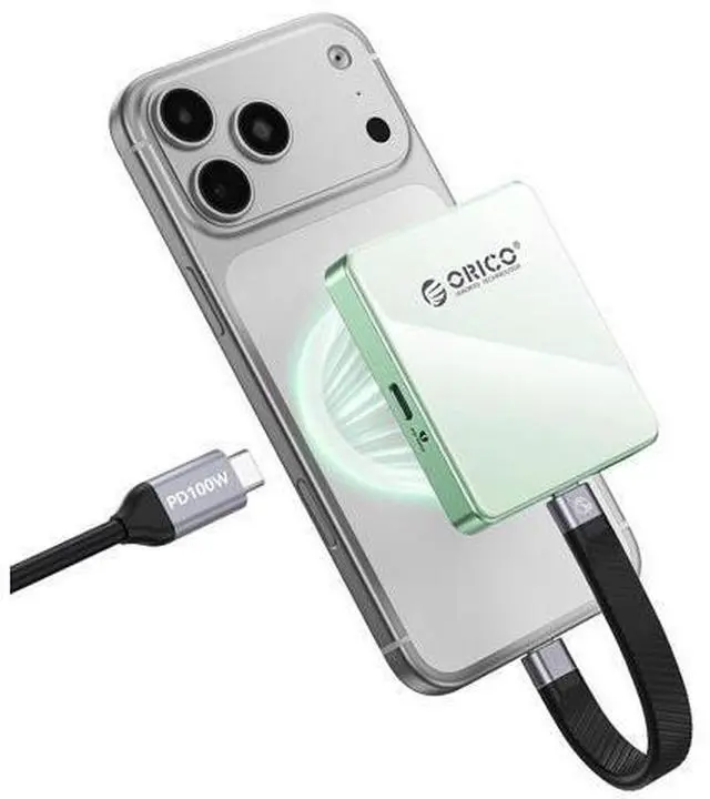 Main image of 10Gbps Magnetic M.2 NVMe SSD Enclosure with PD100W Charging Port 4K ProRes Recording Max 2TB for iPhone 17/16/15 Pro/Pro Max/Plus Support SSD Size 2230/2242 B+M M-Key Diskless AP42P (Green)
