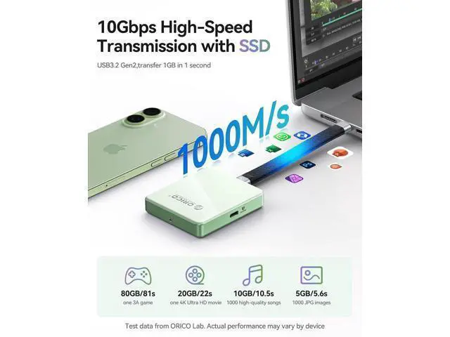 Alt view image 3 of 7 - 10Gbps Magnetic M.2 NVMe SSD Enclosure with PD100W Charging Port 4K ProRes Recording Max 2TB for iPhone 17/16/15 Pro/Pro Max/Plus Support SSD Size 2230/2242 B+M M-Key Diskless AP42P (Black)