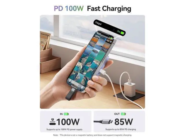 Alt view image 5 of 7 - 10Gbps Magnetic M.2 NVMe SSD Enclosure with PD100W Charging Port 4K ProRes Recording Max 2TB for iPhone 17/16/15 Pro/Pro Max/Plus Support SSD Size 2230/2242 B+M M-Key Diskless AP42P (Black)
