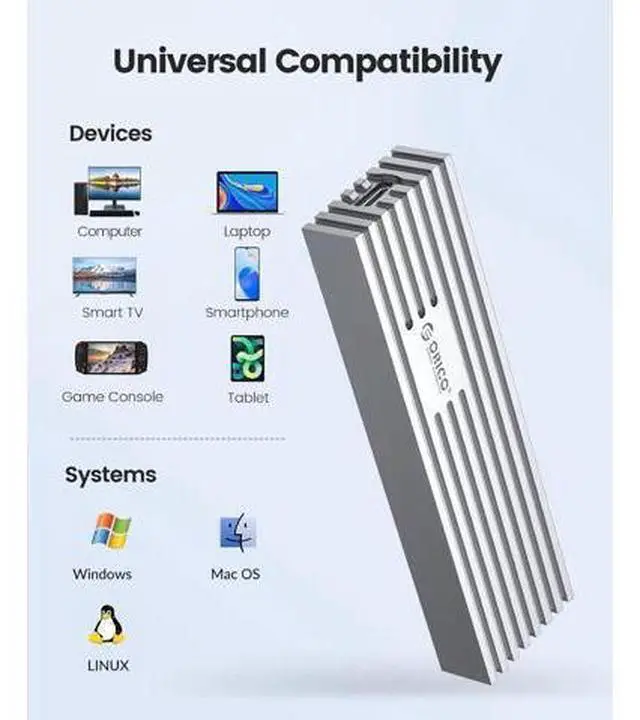 Alt view image 5 of 7 - 10Gbps NVMe SSD Enclosure, M.2 to USB-C Adapter for NVMe M-Key 4TB SSD 2280, Aluminum M2 External SSD Case, Compatible with Thunderbolt 3/4 USB3.2/3.1/3.0/Type - M232-Grey