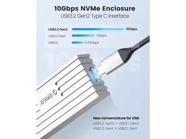 Alt view image 2 of 7 - 10Gbps NVMe SSD Enclosure, M.2 to USB-C Adapter for NVMe M-Key 4TB SSD 2280, Aluminum M2 External SSD Case, Compatible with Thunderbolt 3/4 USB3.2/3.1/3.0/Type - M232-Grey