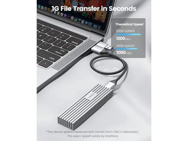 Alt view image 4 of 7 - 10Gbps NVMe SSD Enclosure, M.2 to USB-C Adapter for NVMe M-Key 4TB SSD 2280, Aluminum M2 External SSD Case, Compatible with Thunderbolt 3/4 USB3.2/3.1/3.0/Type - M232-Grey