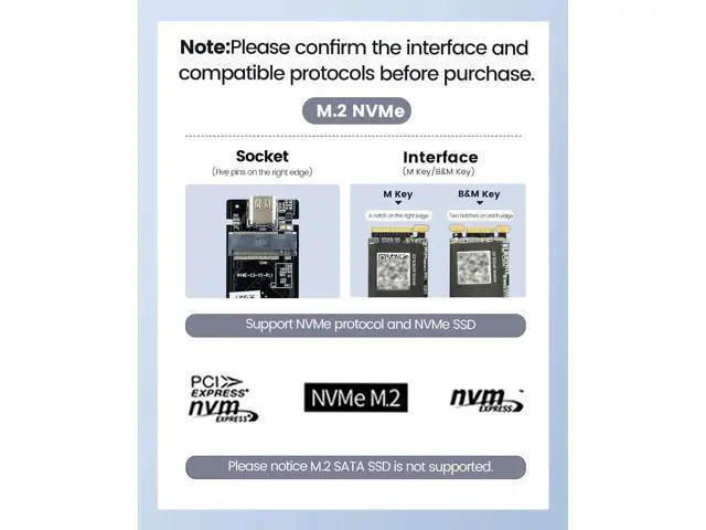 Alt view image 7 of 7 - 10Gbps NVMe SSD Enclosure, M.2 to USB-C Adapter for NVMe M-Key 4TB SSD 2280, Aluminum M2 External SSD Case, Compatible with Thunderbolt 3/4 USB3.2/3.1/3.0/Type - M232-Grey