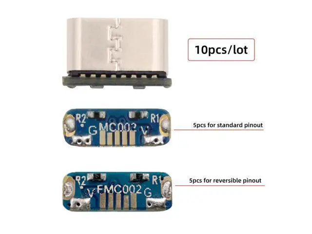 Alt view image 3 of 7 - 10pcs/lot DIY Solder Type-C Female Socket Connector Replace for Micro-USB 5Pin Female SMT Type DC 5V Power