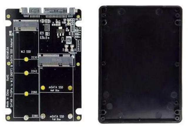 Main image of 2 in 1 Combo M.2 NGFF B-Key & mSATA SSD to SATA 3.0 Adapter Converter Case Enclosure