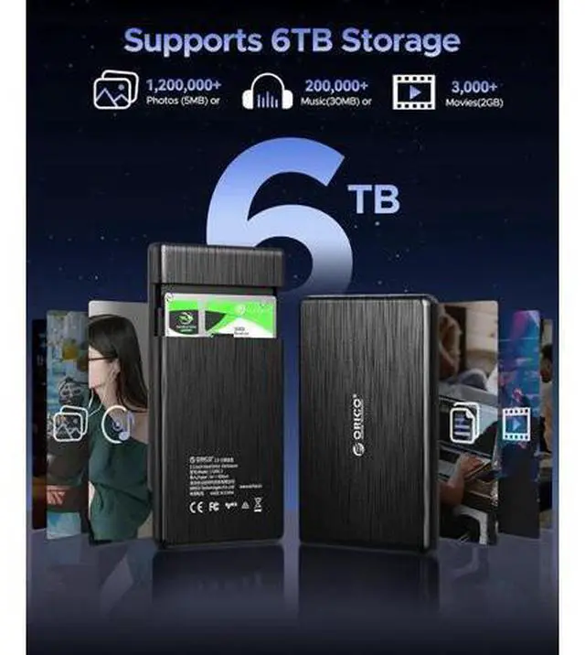 Alt view image 5 of 7 - 2.5 Hard Drive Enclosure for 2.5" SATA HDD/SSD 2189U3 and Hard Drive Case Storage Bag PHD-25-GY