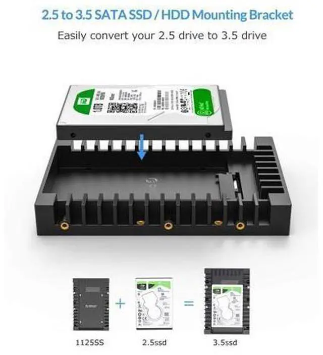 Alt view image 7 of 7 - 2.5 inch External Hard Drive Enclosure + 2.5 SSD SATA to 3.5 Hard Drive Adapter Internal Drive Bay Converter Mounting Bracket