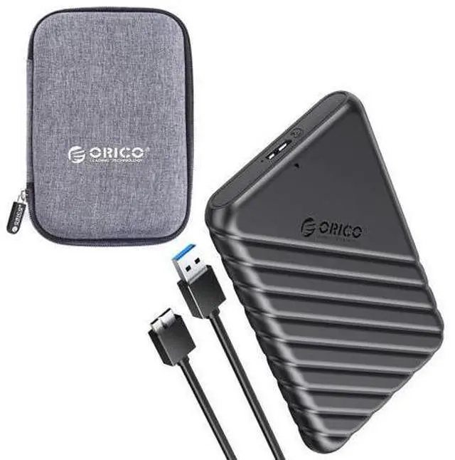 Main image of 2.5 inch External Hard Drive Enclosure USB 3.0 to 7/9.5mm SATA III + Waterproof Shockproof Storage Carrying Case Bag