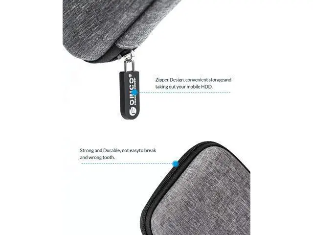 Alt view image 7 of 7 - 2.5 inch External Hard Drive Enclosure USB 3.0 to 7/9.5mm SATA III + Waterproof Shockproof Storage Carrying Case Bag