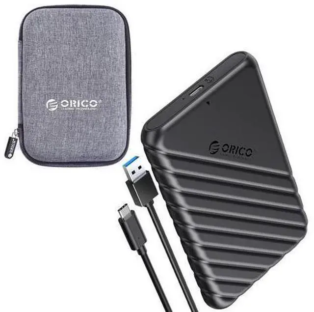 Main image of 2.5 inch External Hard Drive Enclosure USB C to 7/9.5mm SATA III +2.5 inch Shockproof Storage Carrying Case Bag