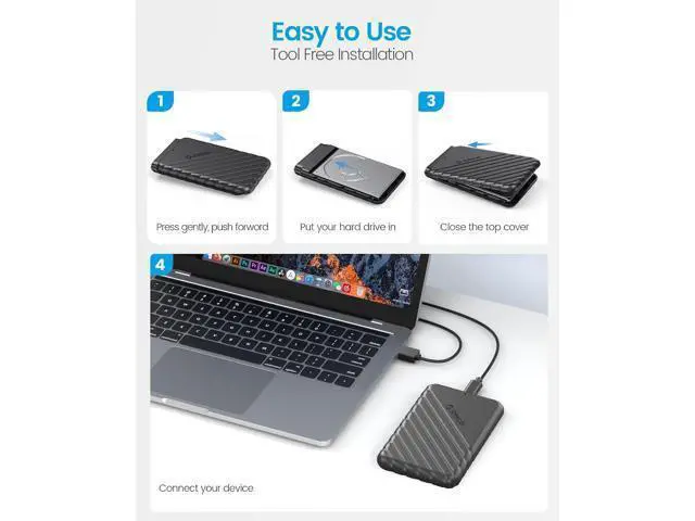 Alt view image 6 of 7 - 2.5 inch External Hard Drive Enclosure USB C to SATA III for 7mm and 9.5mm SATA HDD SSD with USB 3.0 Hard Drive case
