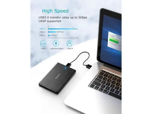 Alt view image 7 of 7 - 2.5 inch External Hard Drive Enclosure USB C to SATA III for 7mm and 9.5mm SATA HDD SSD with USB 3.0 Hard Drive case