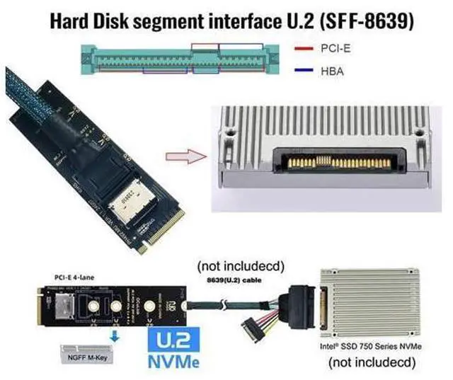 Alt view image 6 of 7 - 2280 PCI-E4.0 M.2 M-Key to Oculink SFF-8612 SFF-8611 Vertical Host Adapter for NVME U.2 SSD eGPU