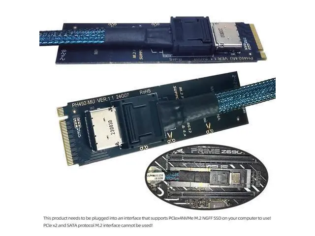 Alt view image 5 of 7 - 2280 PCI-E4.0 M.2 M-Key to Oculink SFF-8612 SFF-8611 Vertical Host Adapter for NVME U.2 SSD eGPU