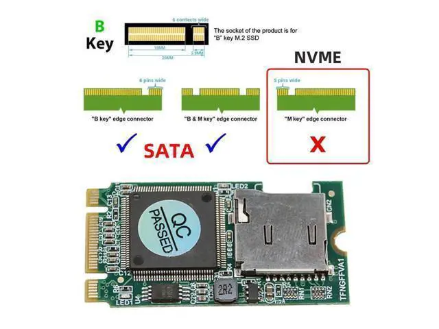 Alt view image 3 of 7 - 22x42mm M.2 NGFF B-Key to Micro SD T-Flash TF Card Rearder B+M Key Adapter Embedded for Industrial Mobile SSD