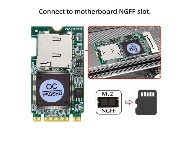 Alt view image 5 of 7 - 22x42mm M.2 NGFF B-Key to Micro SD T-Flash TF Card Rearder B+M Key Adapter Embedded for Industrial Mobile SSD