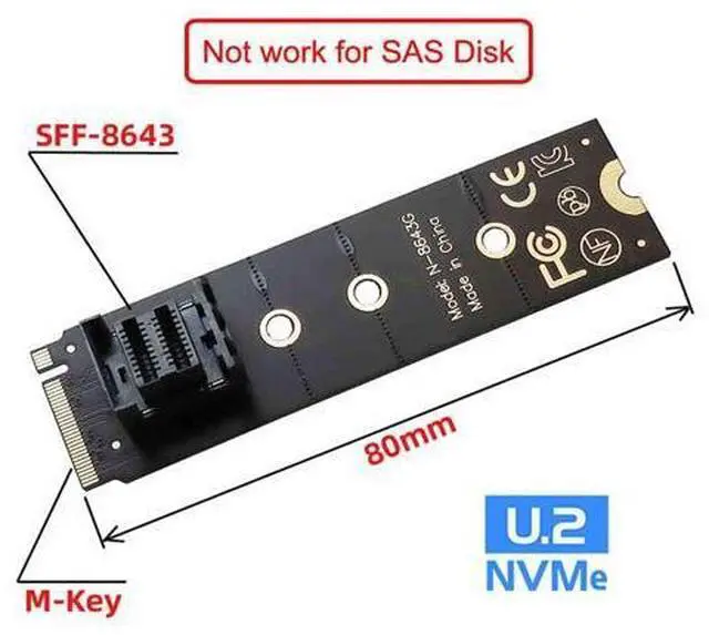 Alt view image 2 of 7 - 22x80mm U.2 Kit SFF-8639 NVME PCIe4.0 SSD Adapter for Mainboard SSD 750 p3600 p3700 M.2 SFF-8643 Mini SAS HD