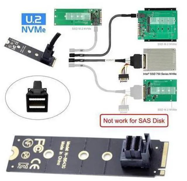 Alt view image 4 of 7 - 22x80mm U.2 Kit SFF-8639 NVME PCIe4.0 SSD Adapter for Mainboard SSD 750 p3600 p3700 M.2 SFF-8643 Mini SAS HD