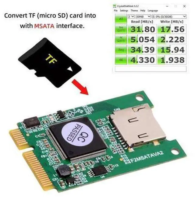 Alt view image 4 of 7 - 30x50mm MSATA to Micro SD T-Flash TF Card Rearder Adapter Embedded for Industrial Mobile SSD