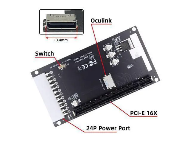 Alt view image 2 of 7 - 4X Oculink SFF-8612 SFF-8611 to PCIE PCI-Express 16x Adapter with ATX 24pin Power Port for Mainboard Graphics Card