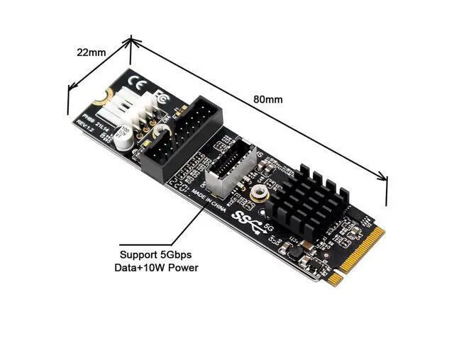 Alt view image 3 of 7 - 5Gbps Type-E USB 3.1 Front Panel Socket & USB 2.0 to NVME NGFF M-Key Express Card VL805 Adapter for Motherboard