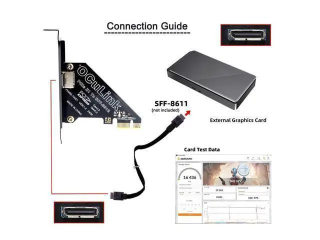 Alt view image 3 of 7 - Adapter PCI-Express 4.0 PCIE 1x to Oculink SFF-8612 SFF-8611 Host Card for U.2 SSD eGPU External Graphics Card Dock