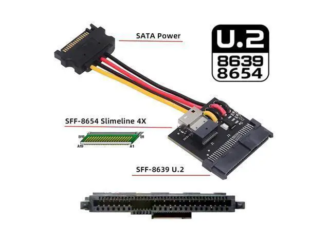 Alt view image 3 of 7 - Adapter SFF-8654 Slimline Female Host to U.2 U.3 SFF-8639 NVME PCIe PCI-Express SSD Adapter for Mainboard