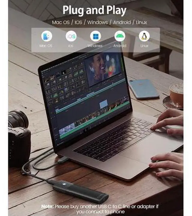 Alt view image 4 of 7 - Aluminum M.2 NVMe SSD Enclosure , Tool-Free 10Gbps USB C Adapter, USB 3.2 M.2 NVMe Reader, External SSD Case Thunderbolt 3 Compatible, Supports 4TB 2230/2242/2260/2280 PCIe M-Key SSDs-BK(G2A)