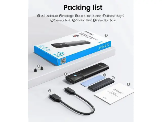 Alt view image 7 of 7 - Aluminum M.2 NVMe SSD Enclosure , Tool-Free 10Gbps USB C Adapter, USB 3.2 M.2 NVMe Reader, External SSD Case Thunderbolt 3 Compatible, Supports 4TB 2230/2242/2260/2280 PCIe M-Key SSDs-PWM2-BK