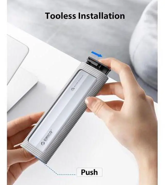 Alt view image 5 of 7 - Aluminum M.2 NVMe SSD Enclosure, USB 3.2 Gen 2(10Gbps ) to Tool-Free NVMe PCI-E M.2 SSD Case, Support UASP for M/B&M Keys Size 2230/2242/2260/2280