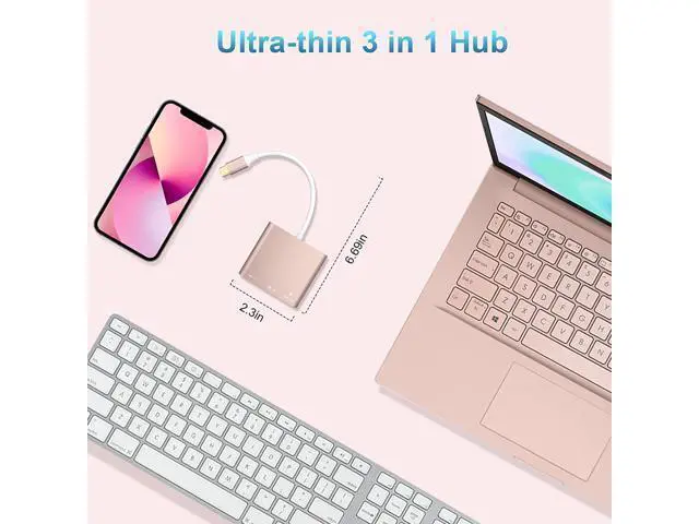 Alt view image 5 of 5 - Battony Rose Gold USB C to HDTV Adapter Type-C Multiport AV Converter with 4K HDTV Output USD3.0 & USBC 100W Fasting Charging Compatible for MacBook/Mac Pro Air iPad Pro and More USB-C Port Device