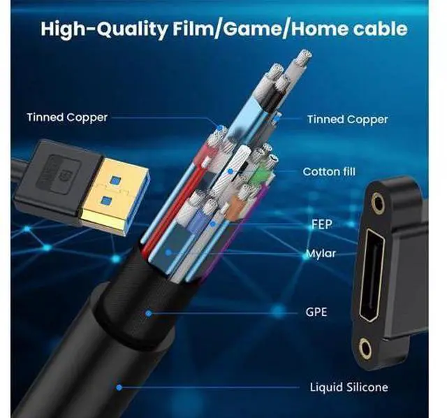 Alt view image 2 of 7 - Cable Ultrafine DisplayPort 1.4 DP Male to Female Extension Cable 8K 60hz 4K 144hz for Desktop Laptop Monitor Graphics Card 30cm